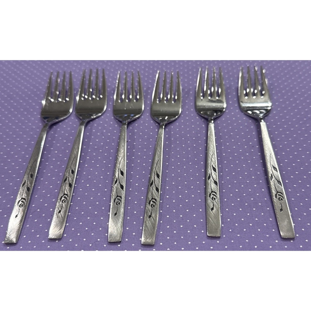 Oneida Oneidacraft Deluxe Capistrano Stainless Steel Salad Forks Fork‎ Set Of 6